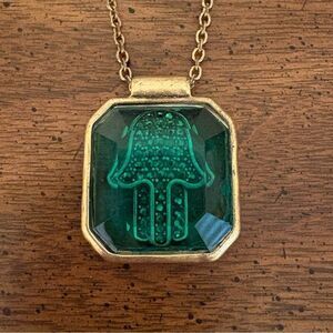 Lucky Brand | Reversible Hamsa Crystal Pendant Necklace | 19” Adjustable